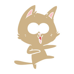 funny flat color style cartoon cat