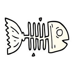 cartoon doodle fish bones