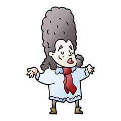 cartoon doodle man in wig