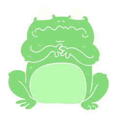 flat color illustration of a cartoon funny frog