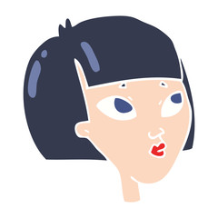 flat color illustration of a cartoon female face