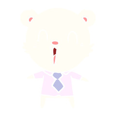 happy flat color style cartoon polar bear