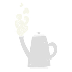 flat color illustration of a cartoon steaming coffee kettle