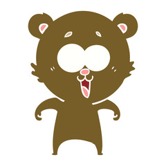 laughing teddy  bear flat color style cartoon