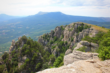 View from mount to ghost valley and valley in Dimerdjy place in Crimea