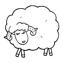 line drawing cartoon black sheep
