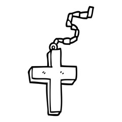 line drawing cartoon gold crucifix