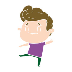 happy flat color style cartoon man
