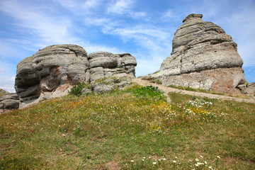 Giant stone lumps in Dimerjy mountains, Crimea