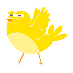 flat color illustration of a cartoon bird