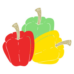 flat color illustration of a cartoon pepper