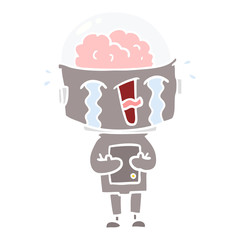 flat color style cartoon crying robot