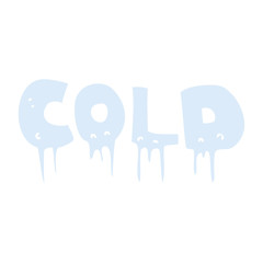 flat color illustration of a cartoon word cold