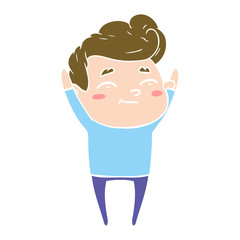 happy flat color style cartoon man