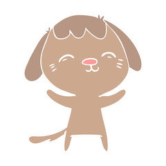 happy flat color style cartoon dog