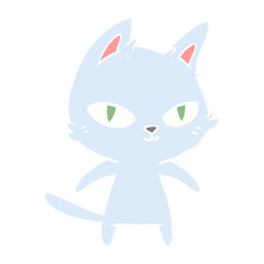 flat color style cartoon cat staring