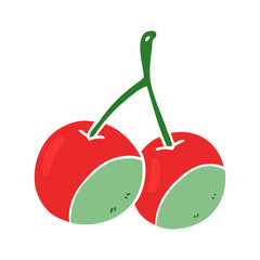flat color style cartoon cherries