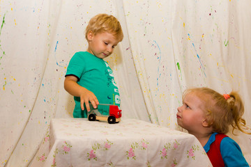 Fototapeta premium small children play educational game