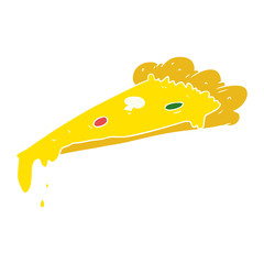 flat color style cartoon slice of pizza