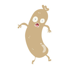 flat color style cartoon sausage