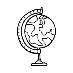line drawing cartoon globe