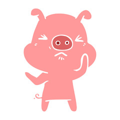 flat color style cartoon angry pig