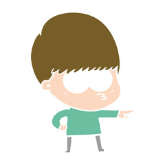 nervous flat color style cartoon boy