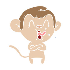 crazy flat color style cartoon monkey