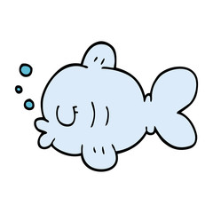 cartoon doodle fish swimming