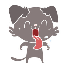 flat color style cartoon panting dog