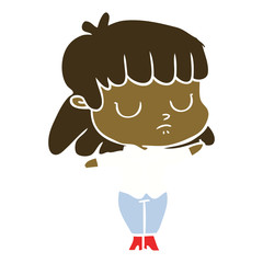 flat color style cartoon indifferent woman