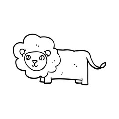 line drawing cartoon happy lion