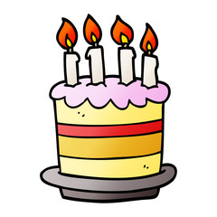 cartoon doodle birthday cake