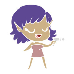 happy flat color style cartoon space girl with ray gun