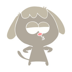flat color style cartoon bored dog