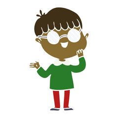 flat color style cartoon boy wearing spectacles