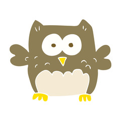 flat color illustration of a cartoon owl