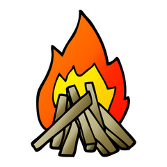 cartoon doodle camp fire