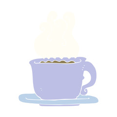 flat color illustration of a cartoon cup of coffee