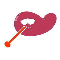 flat color style cartoon ill gall bladder