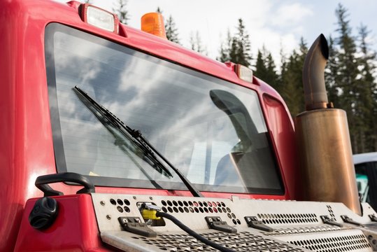 Snowplow truck in snowy season