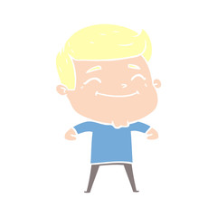 happy flat color style cartoon man