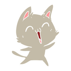 happy flat color style cartoon cat