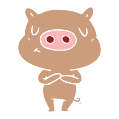 flat color style cartoon content pig