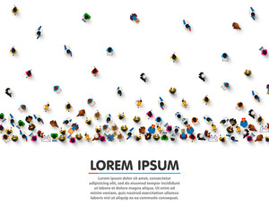 Big people crowd on white background. Vector illustration.