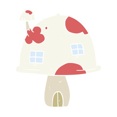 flat color style cartoon fairy mushroom house