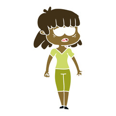 flat color style cartoon tired woman