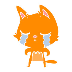 crying flat color style cartoon cat