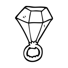 line drawing cartoon red ruby ring