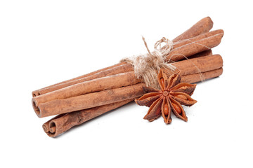 Cinnamon sticks isolated on white background